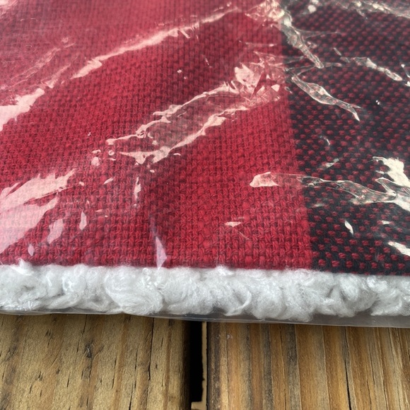 Pottery Barn Red and Black Bryce Sherpa Back Check Pillow Cover - Picture 6 of 15